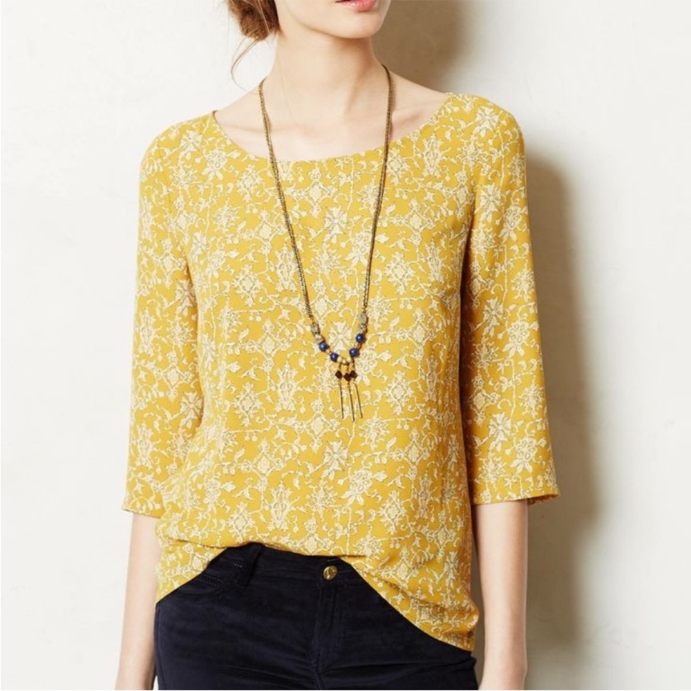 Anthropologie Sz 4 Eira Yellow Top HD in Paris